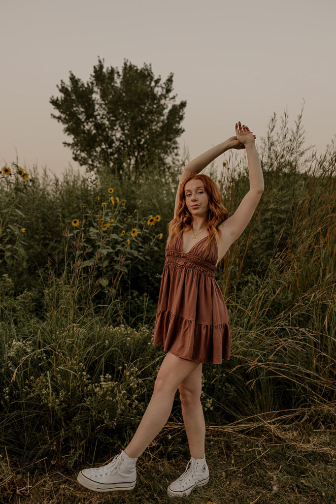 flower field editorial senior photoshoot poses