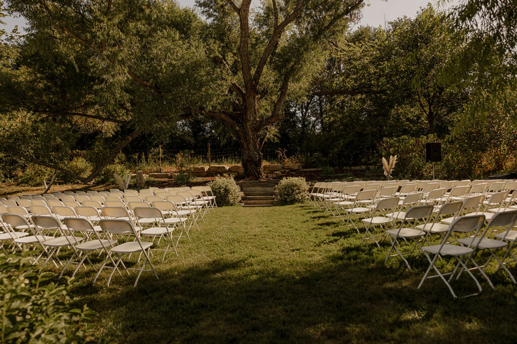 outdoor wedding ceremony in iowa at koru berry farms