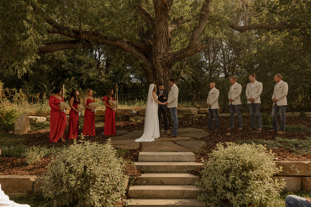 outdoor iowa wedding ceremony fall wedding colors