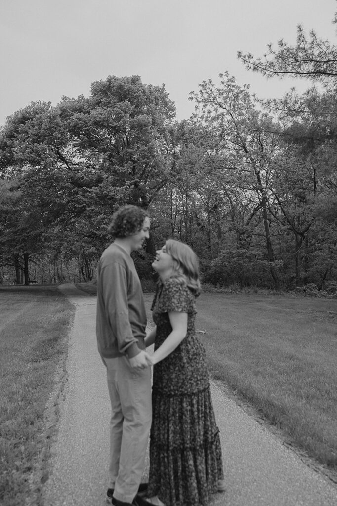 summer engagement photos with dog outdoors