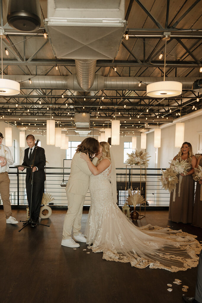 indoor iowa wedding ceremony in the district venue