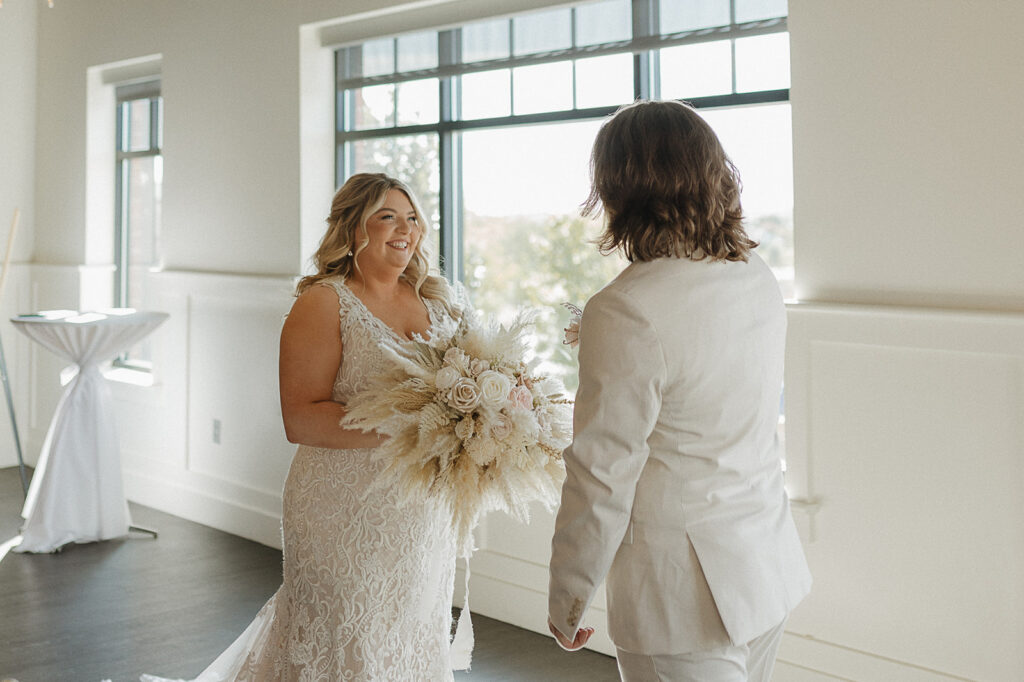 first look with bride and groom