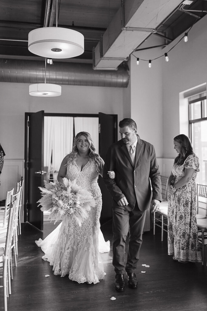 indoor iowa wedding ceremony in the district venue