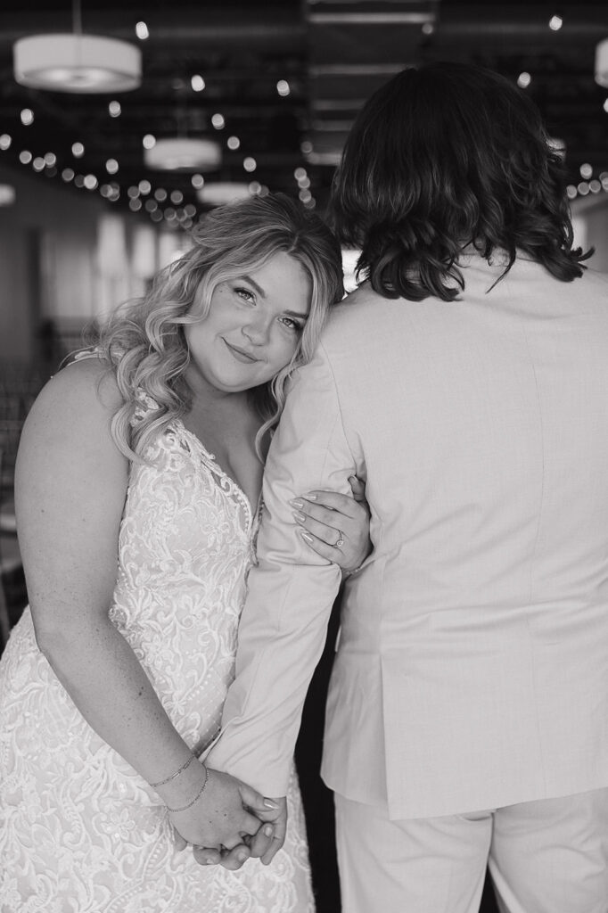 indoor wedding portraits with bride and groom