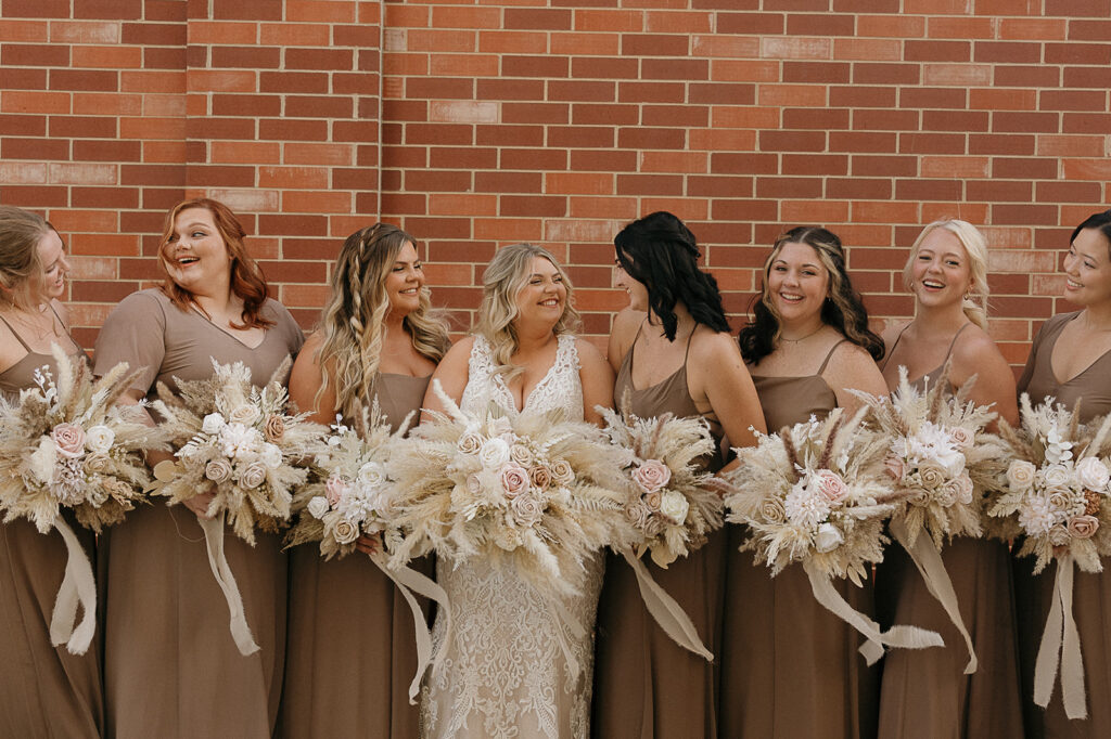 neutral bridesmaid dresses bridal party photos