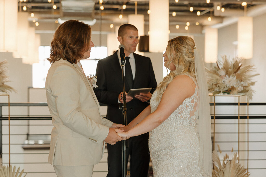 indoor iowa wedding ceremony in the district venue