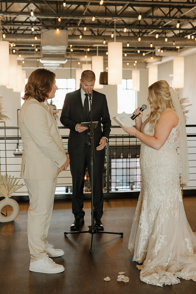 indoor iowa wedding ceremony in the district venue