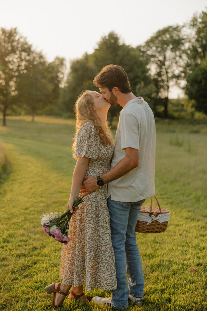 romantic picnic engagement photos in iowa