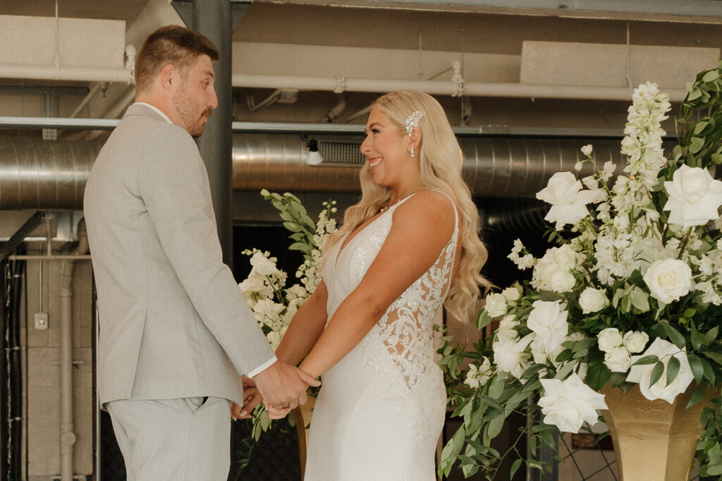 first look with bride and groom