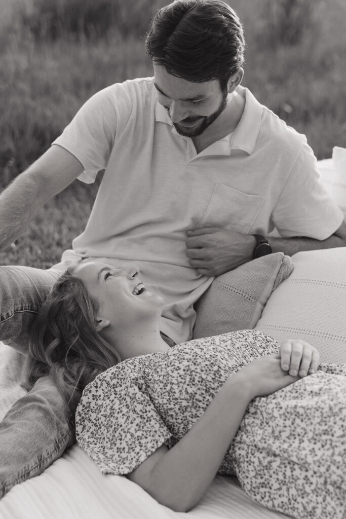 romantic picnic engagement photos in iowa