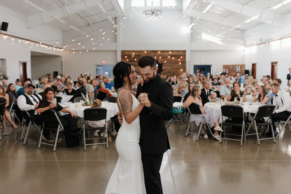 bride and groom first dance wedding reception photos