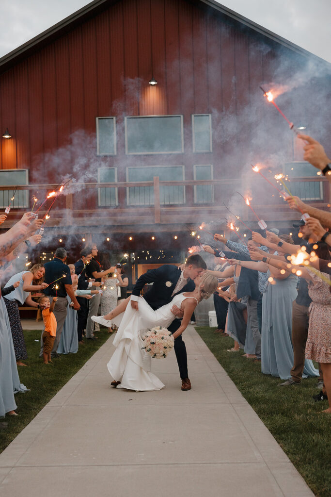 wedding sparkler exit photos in iowa