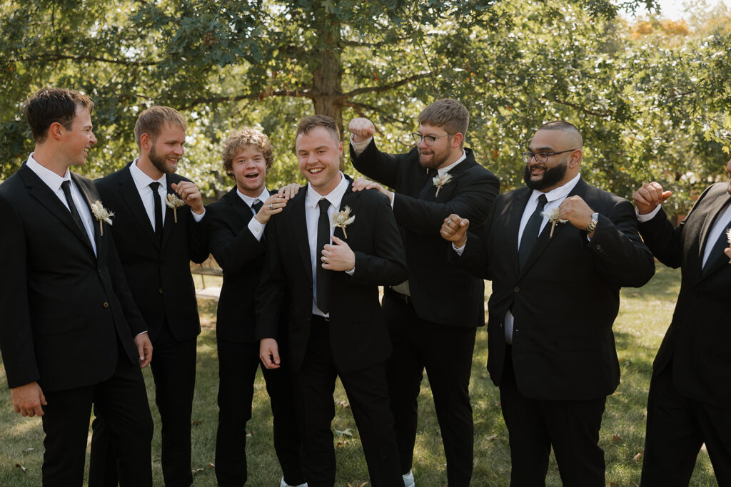 bridal party photos all black attire