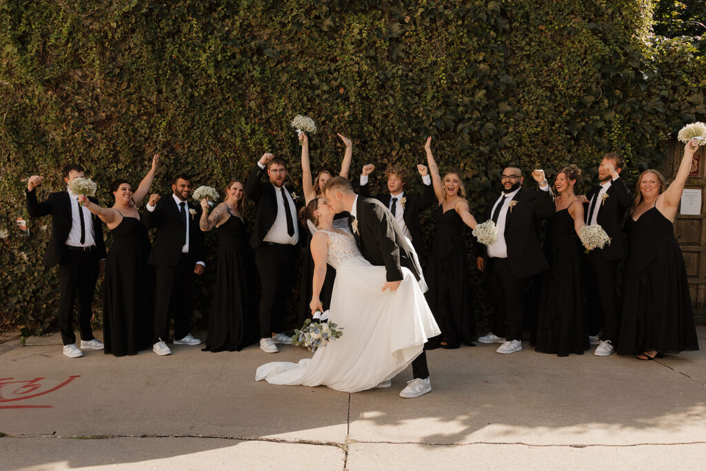 bridal party photos all black attire