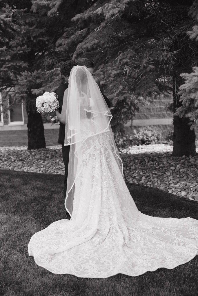 first look with bride and groom outdoor wedding photos