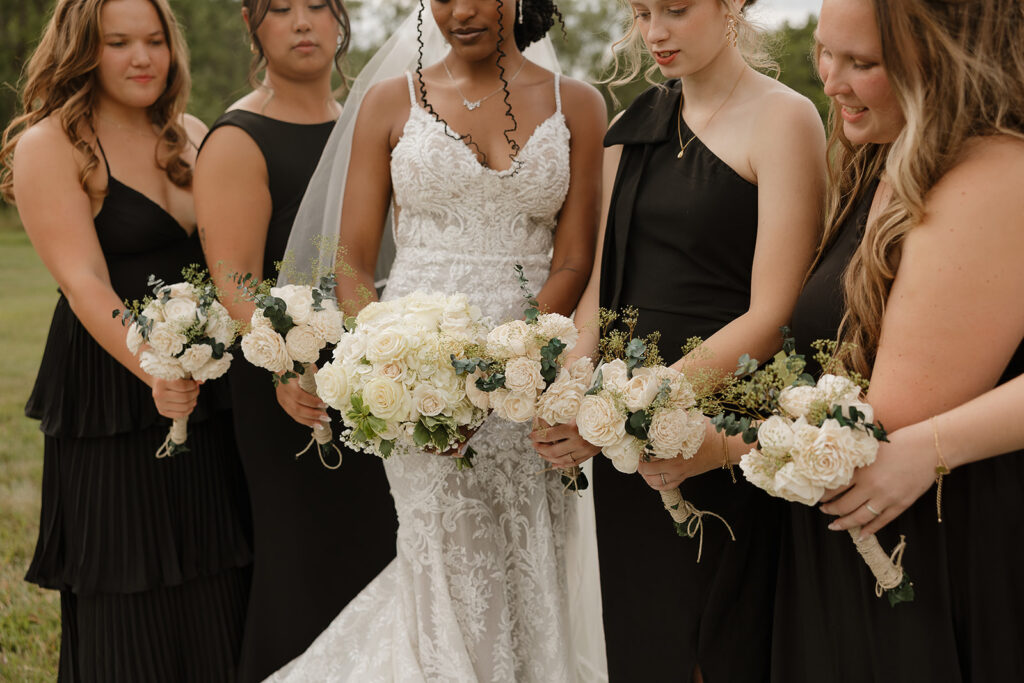 bridal party photos all black theme