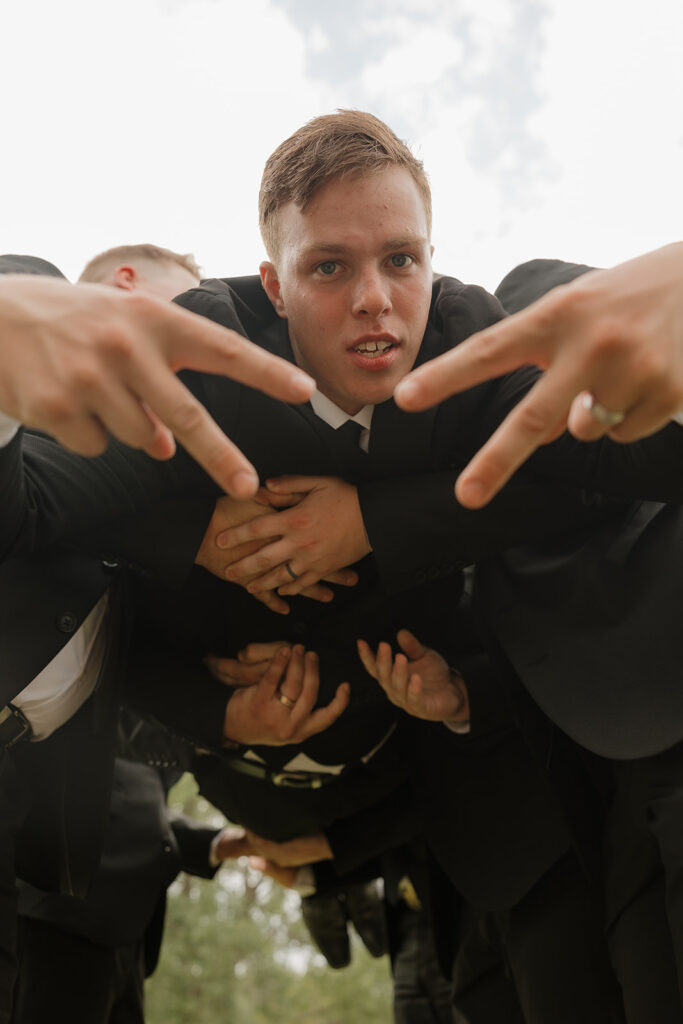 bridal party photos all black theme