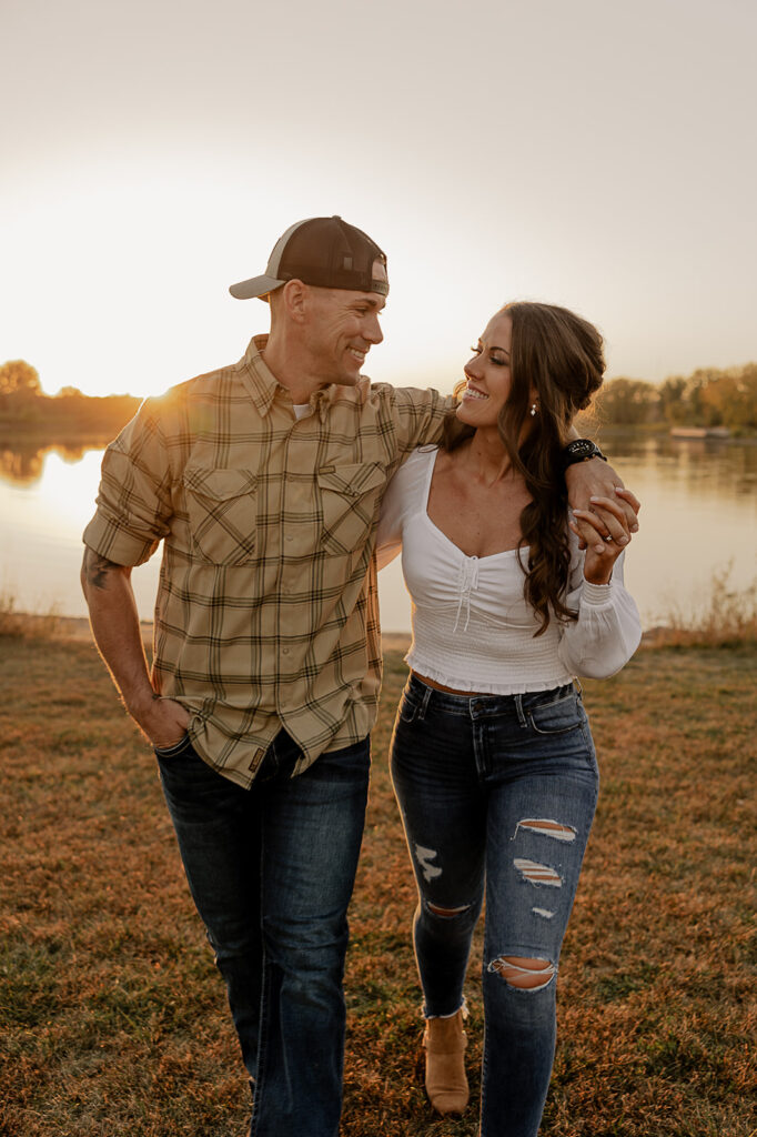 field engagement photos during golden hour