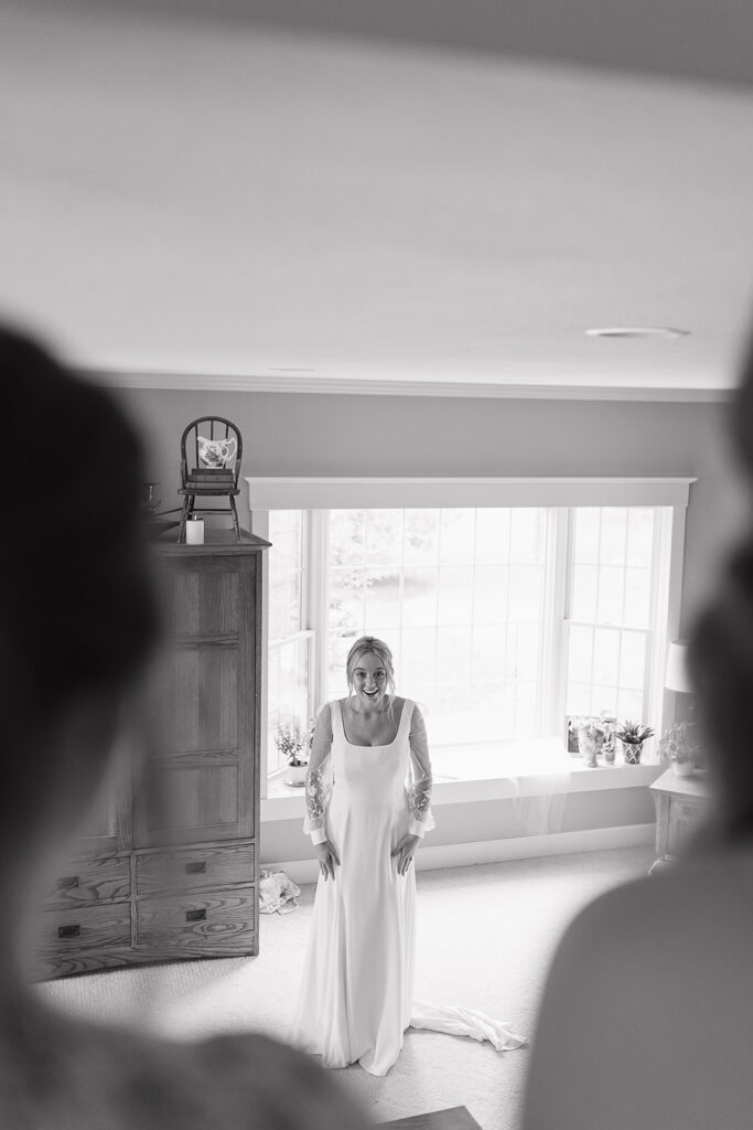 First look with bridesmaids
