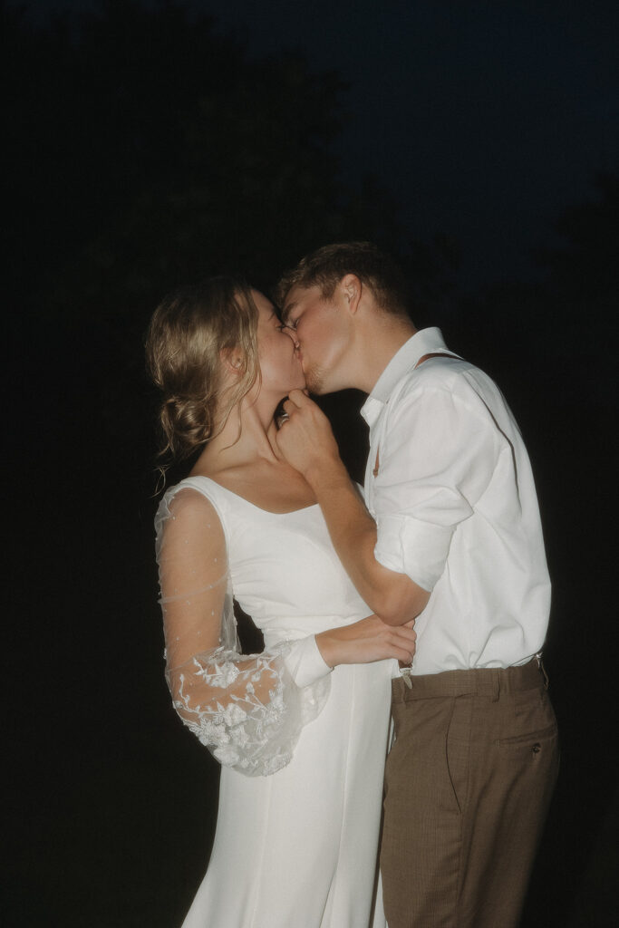 flash reception photos of the bride and groom