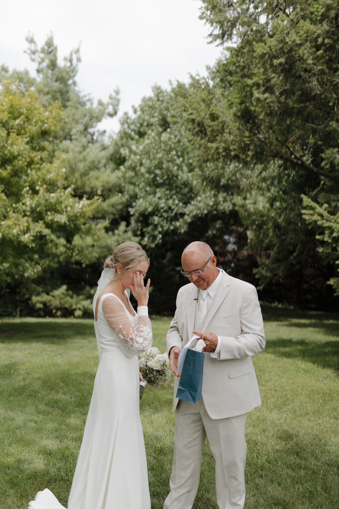 Emotional First look with father of the bride