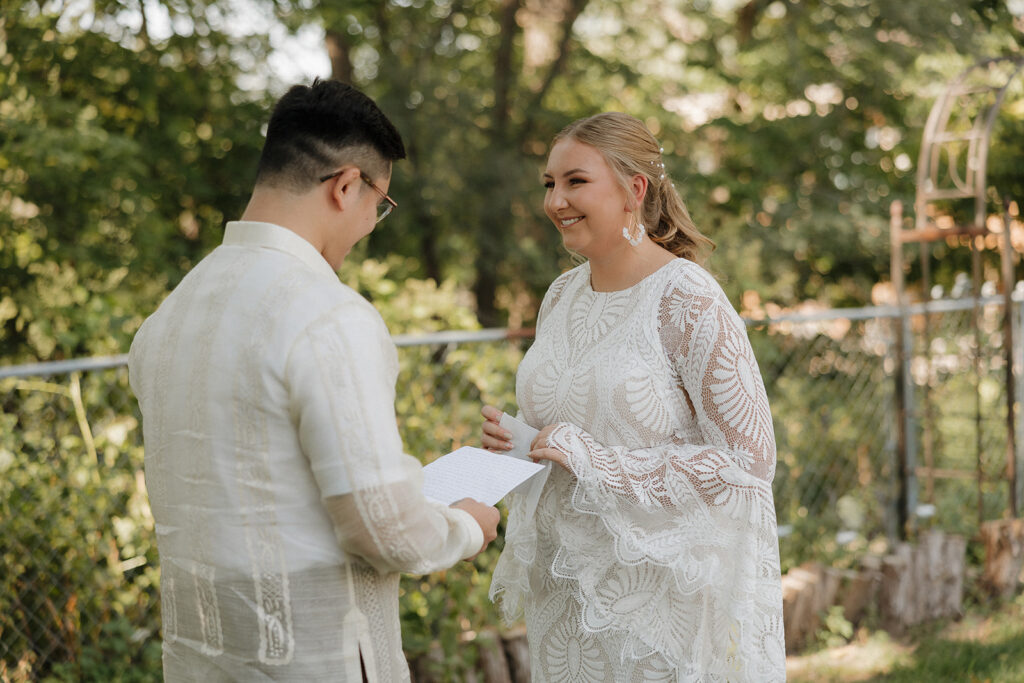 first look with bride and groom outside des moines wedding photos