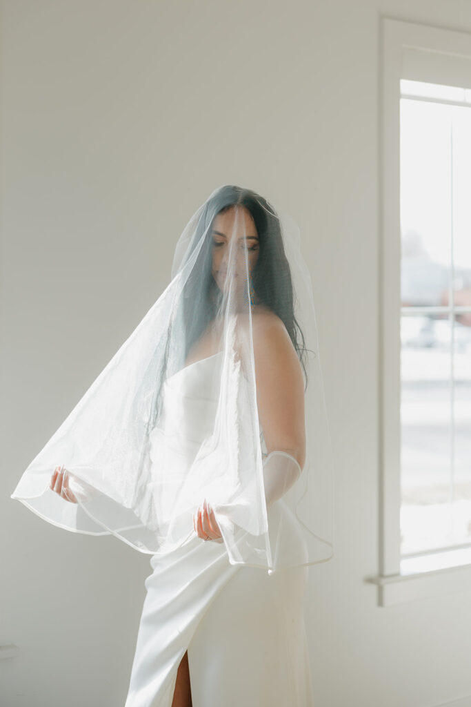 timeless wedding photos with bride indoors