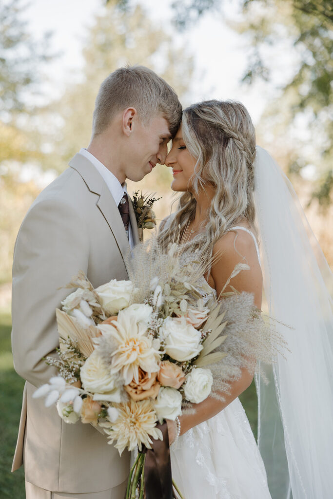 golden hour bride and groom portraits outdoors