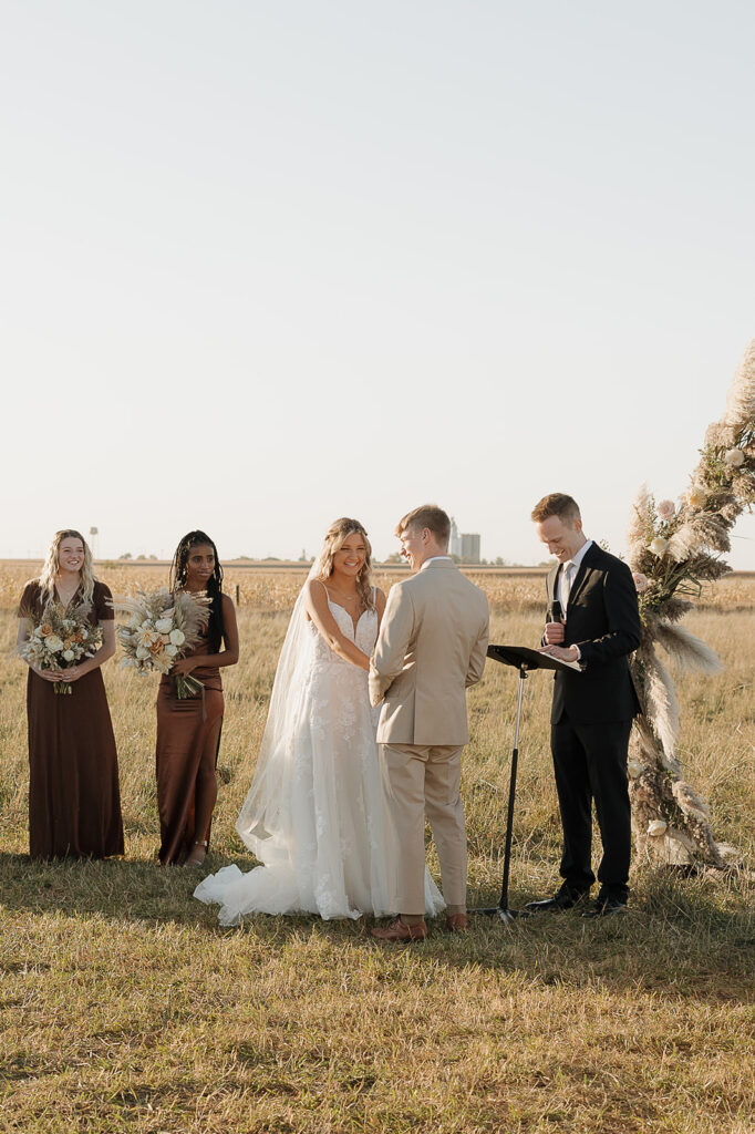 golden hour bride and groom portraits outdoors