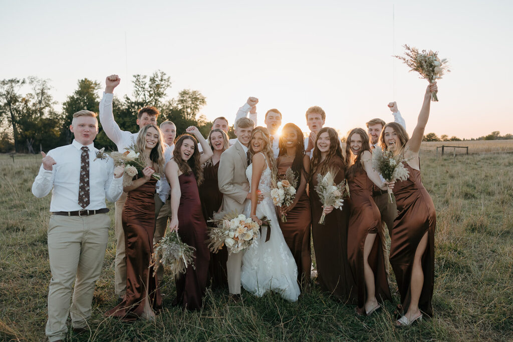 golden hour bride and groom portraits outdoors