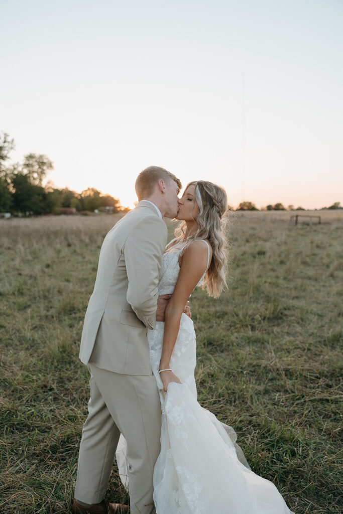 golden hour bride and groom portraits outdoors